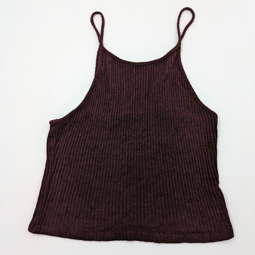 Brandy Melville Merlot Ribbed Spaghetti Strap Tank